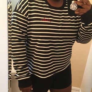 Cropped stripped “J’adore” sweater